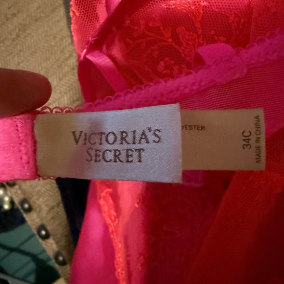 Victoria's Secret Fuchsia Satin Chemise with Lace - Picture 6 of 7